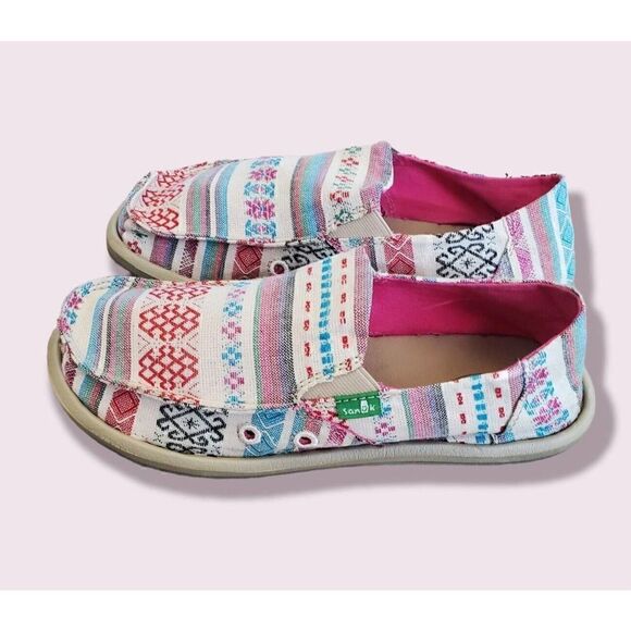 Sanuk Vagabond Slip On Canvas Sidewalk Surfers Shoes Size 5 US Pink - Picture 4 of 8